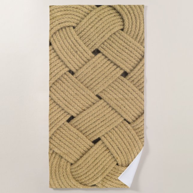 Wave Rope Ocean Plait Knot Boat Deck Beach Towel (Front)