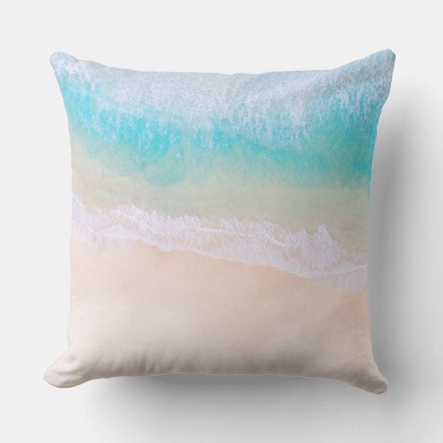 Wave, Sand, Beach Motivational Quote Cushion (Front)
