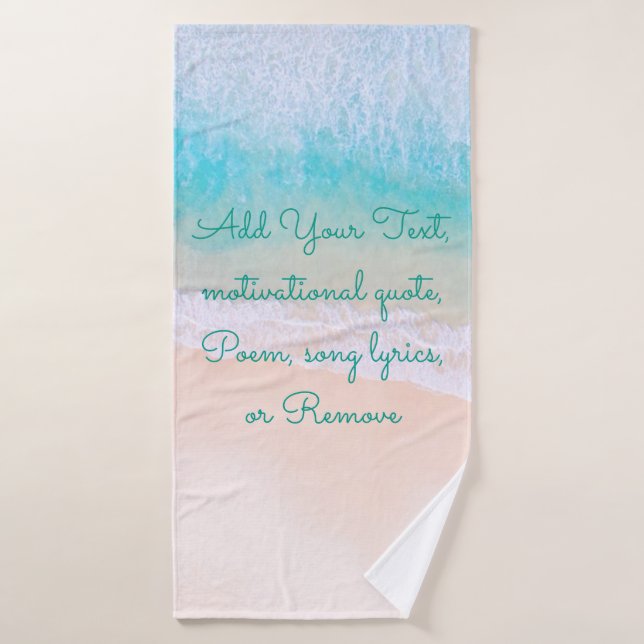 Wave, sand, beach relax and enjoy Personalise Bath Towel (Bath Towel)