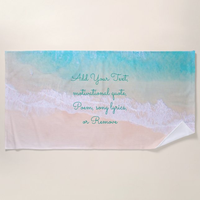 Wave, sand, beach relax and enjoy Personalise Towel (Front)