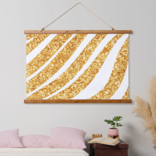 Wave Sea Gold Glitter Boho Popular Collection Hanging Tapestry