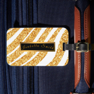 Wave Sea Gold Glitter Boho Popular Collection Luggage Tag