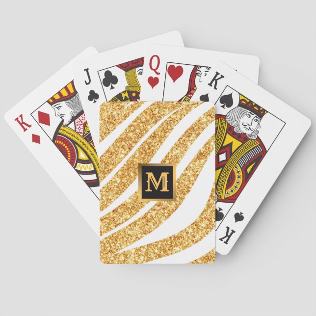 Wave Sea Gold Glitter Boho Popular Collection Playing Cards (Back)