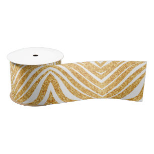 Wave Sea Gold Glitter Boho Popular Collection Satin Ribbon