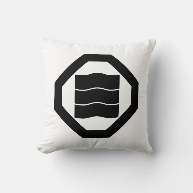 Wave-shaped Kanji characters for three in Oshiki Cushion (Front)