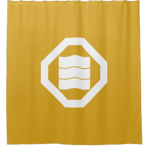 Wave-shaped Kanji characters for three in Oshiki Shower Curtain