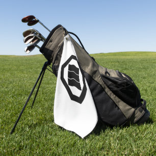 Wave-shaped kanji characters for three on tray golf towel