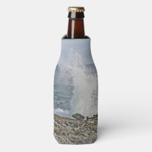 WAVE SPLASHING UPON ROCKY SHORE/THINK "REFRESHING" BOTTLE COOLER