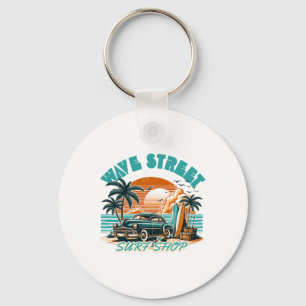 Wave Street Retro Vacation Beach Surfing Vintage S Key Ring