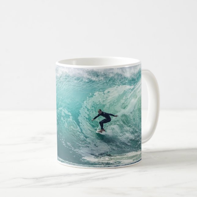 Wave, Surfer, Beautiful Landscape Coffee Mug (Front Right)