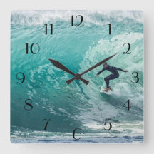 Wave, Surfer, Beautiful Landscape Wall Clock