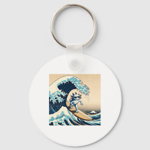 Wave Surfing Axolotl Love Funny Anime Lizard Salam Key Ring