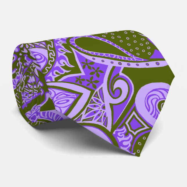 Wave Trip Floral Paisley Two-side Printed Tie (Rolled)