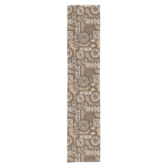 Wave Warrior Hawaiian Primitive Tapa Short Table Runner (Front)
