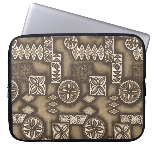 Wave Warrior Hawaiian Tapa Neoprene Wetsuit Laptop Sleeve (Front)