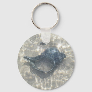 Wave-Washed Black Conch Seashell Key Ring