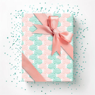 Wave Weave in Teal and Flamingo Wrapping Paper
