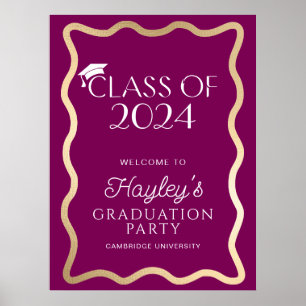 Wave Wine Graduation Party Welcome Poster