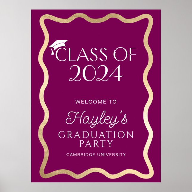 Wave Wine Graduation Party Welcome Poster (Front)