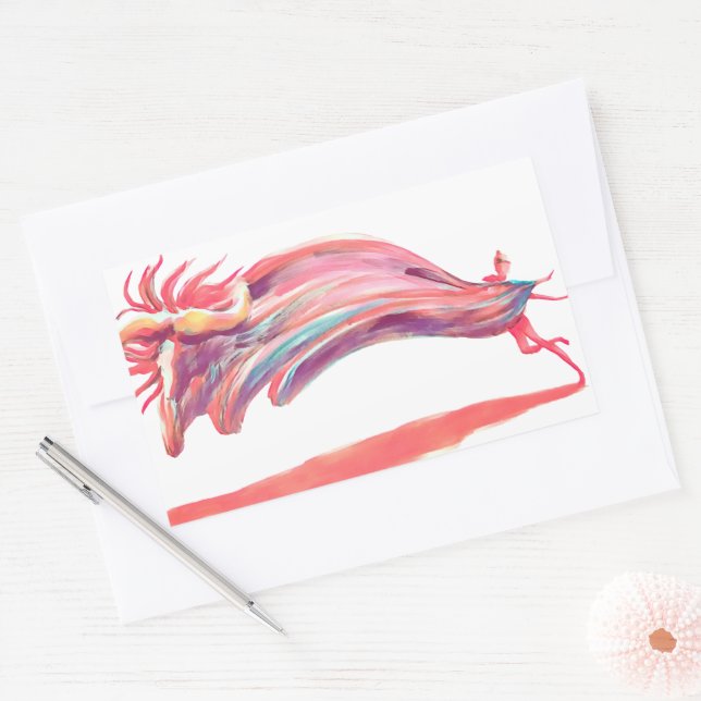 Waved Ballet Dancer Pink Art Rectangular Sticker (Envelope)
