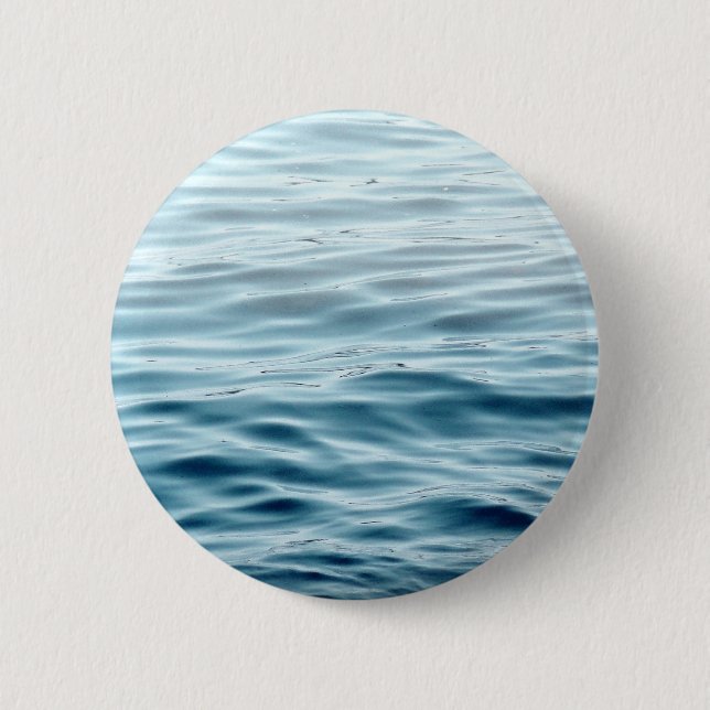 Waved blue water 6 cm round badge (Front)