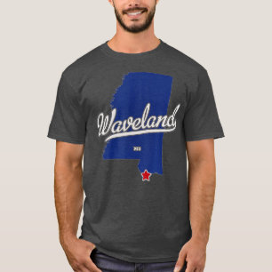 Waveland Mississippi MS Map T-Shirt