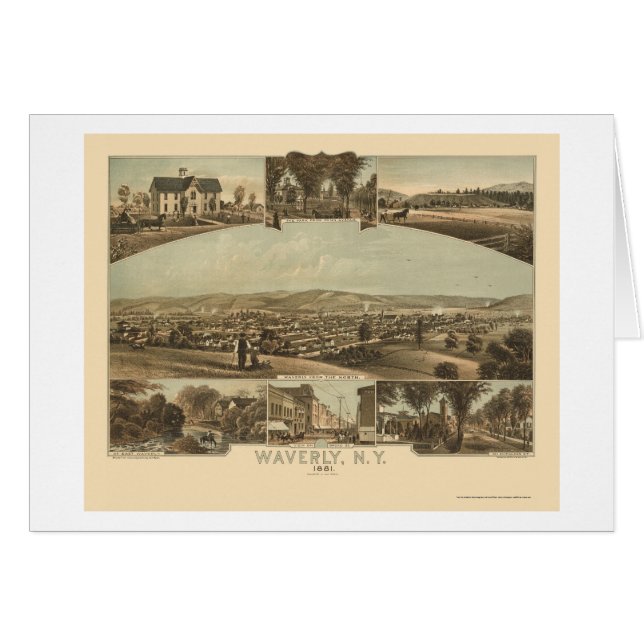Waverly, NY Panoramic Map - 1881 (Front Horizontal)