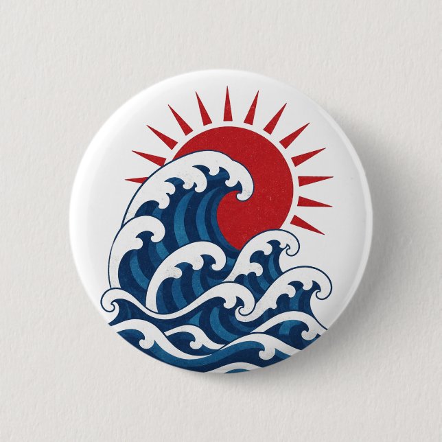 Waves 6 Cm Round Badge (Front)