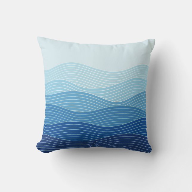 Waves Abstract Minimalist Composition Cushion (Front)