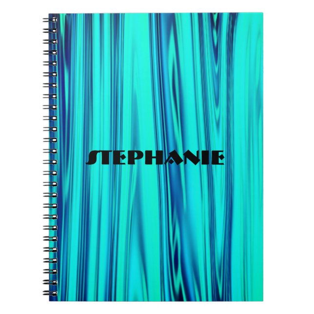 Waves Abstract Ocean Teal Blue Green Ombre Pattern Notebook (Front)