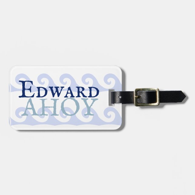 Waves Ahoy Custom Luggage Tag (Front Horizontal)