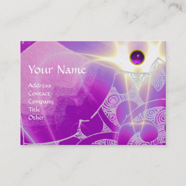 WAVES AMETHYST MONOGRAM,bright light purple Business Card (Front)