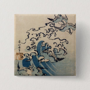 Waves and Birds, c.1825 15 Cm Square Badge