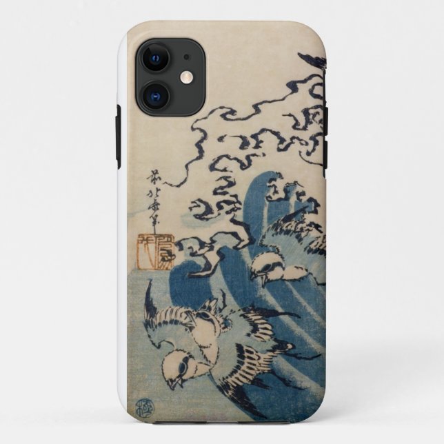 Waves and Birds, c.1825 (colour woodblock print) Case-Mate iPhone Case (Back)