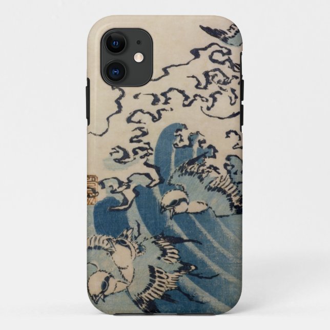 Waves and Birds, c.1825 (colour woodblock print) Case-Mate iPhone Case (Back)