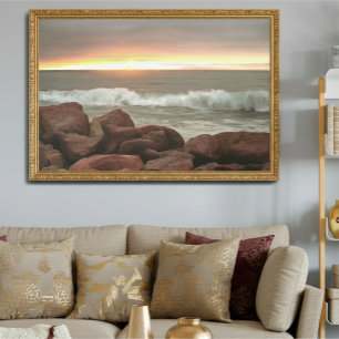 Waves and Boulders 0893 Art Print