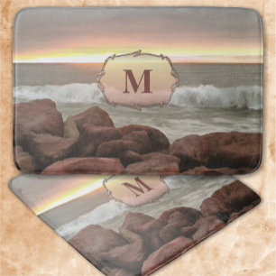 Waves and Boulders 0893 Bath Mat