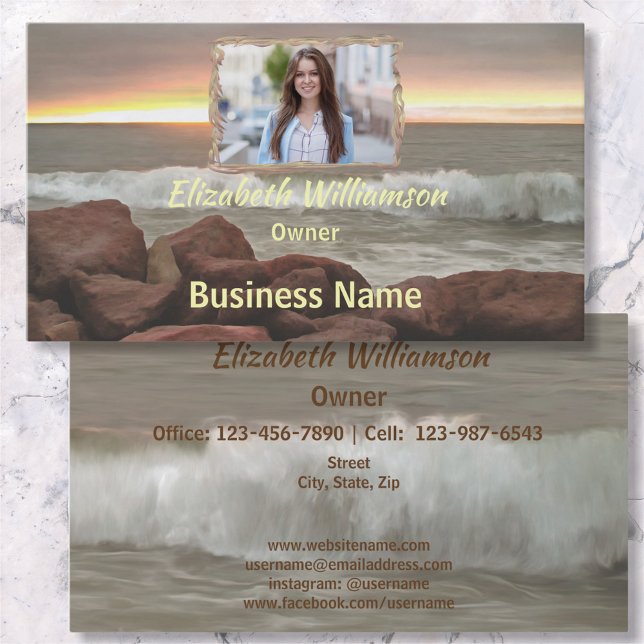 Waves and Boulders 0893 Business Card (Creator Uploaded)