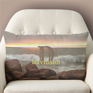 Waves and Boulders 0893 Lumbar Cushion