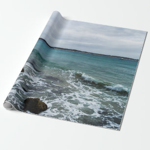 Waves And Fishing Boats On The Ocean,  Wrapping Paper