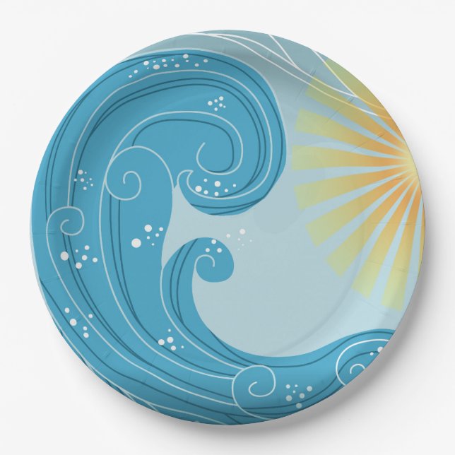 Waves and Sunshine Paper Plate (Front)
