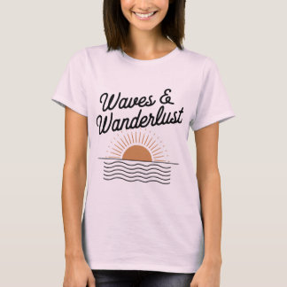 Waves and Wanderlust Retro Beach Sunset T-Shirt