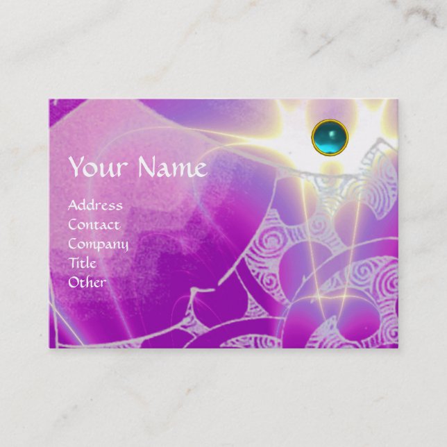WAVES AQUAMARINE MONOGRAM,bright light purple blue Business Card (Front)