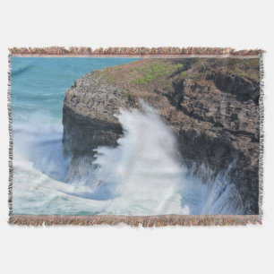 Waves at Kilauea in Hawaii Throw Blanket