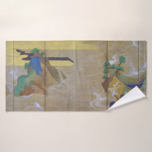 Waves at Matsushima (Left), Tawaraya Sotatsu Bath Towel