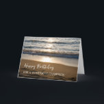 Waves at Sunset Beach Grandson Birthday Card<br><div class="desc">Birthday card for grandson with a beautiful photo of the waves crashing on the beach at sunset and thoughtful verse.</div>