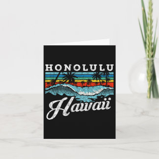 Waves Beach Honolulu Hawaiian Summer Surfing Retro Card