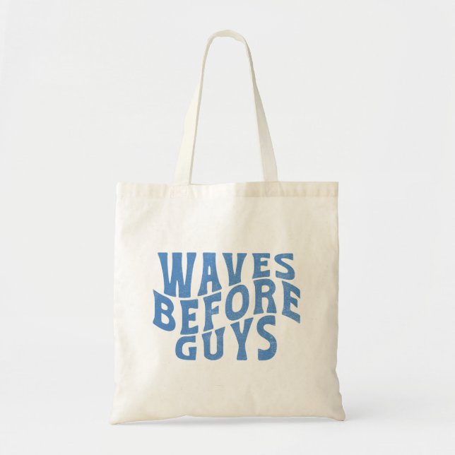 Waves Before Guys Summer Girls Beach Vacation Tote Bag (Front)