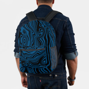 Waves Black Blue Printed Backpack - Your Colour