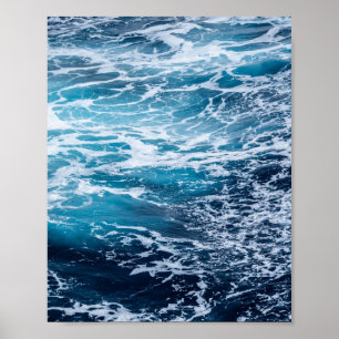 Waves Blue Ocean Summer Beach Poster